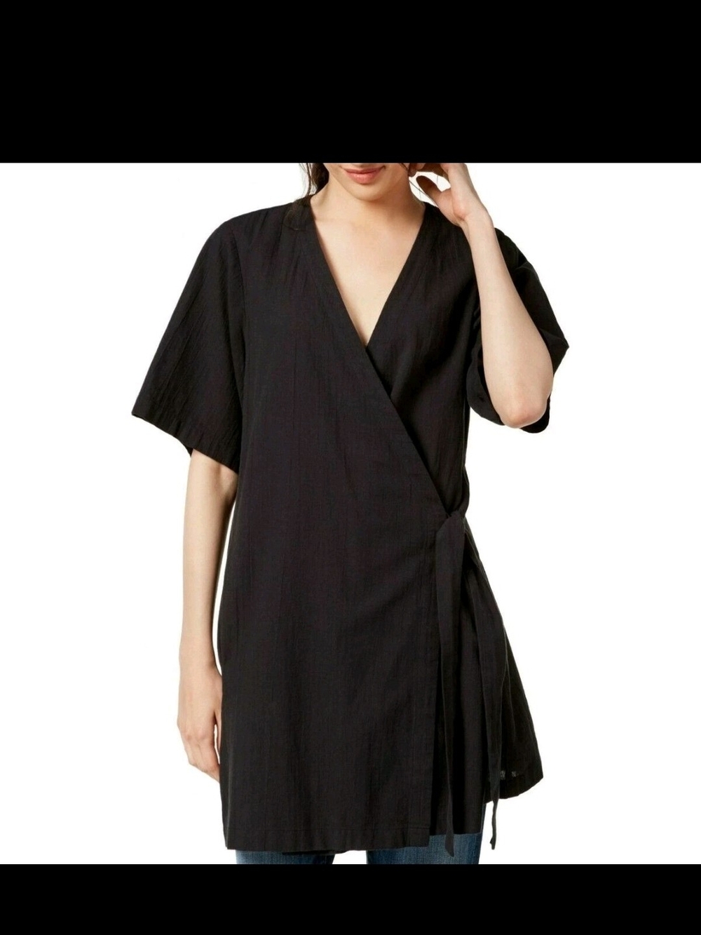 Eileen Fisher Black Wrap Tunic Robe